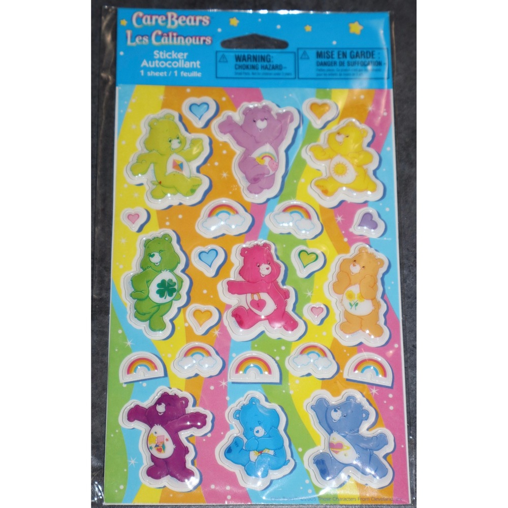 Vintage 2006 Care Bears Puffy Sticker Sheet American Greetings Stickety-Doo-Da